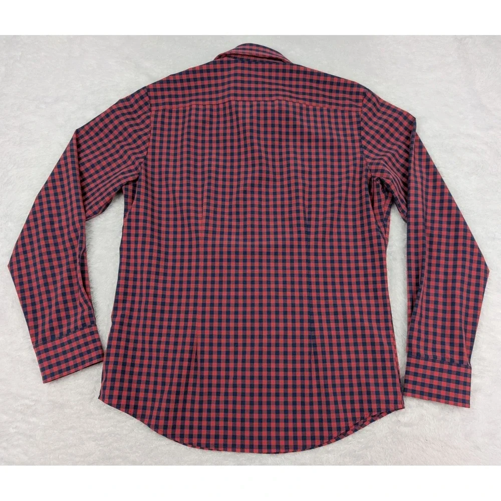 Mizzen + Main Men's Shirt M Trim Fit Red Blue‎ Check Performance Menswear - Picture 11 of 11
